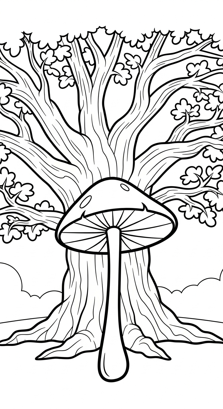 tranh tô màu cây nấm cho bé 7 tuổi miễn phí