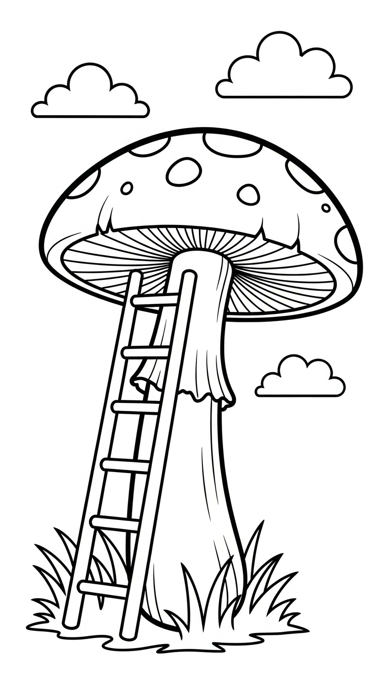 in hình tô màu cây nấm miễn phí