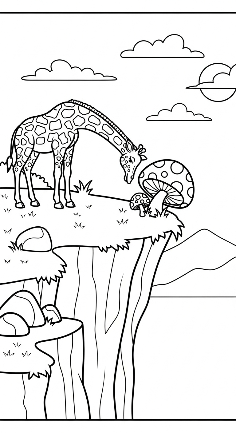 in hình tô màu cây nấm cho bé