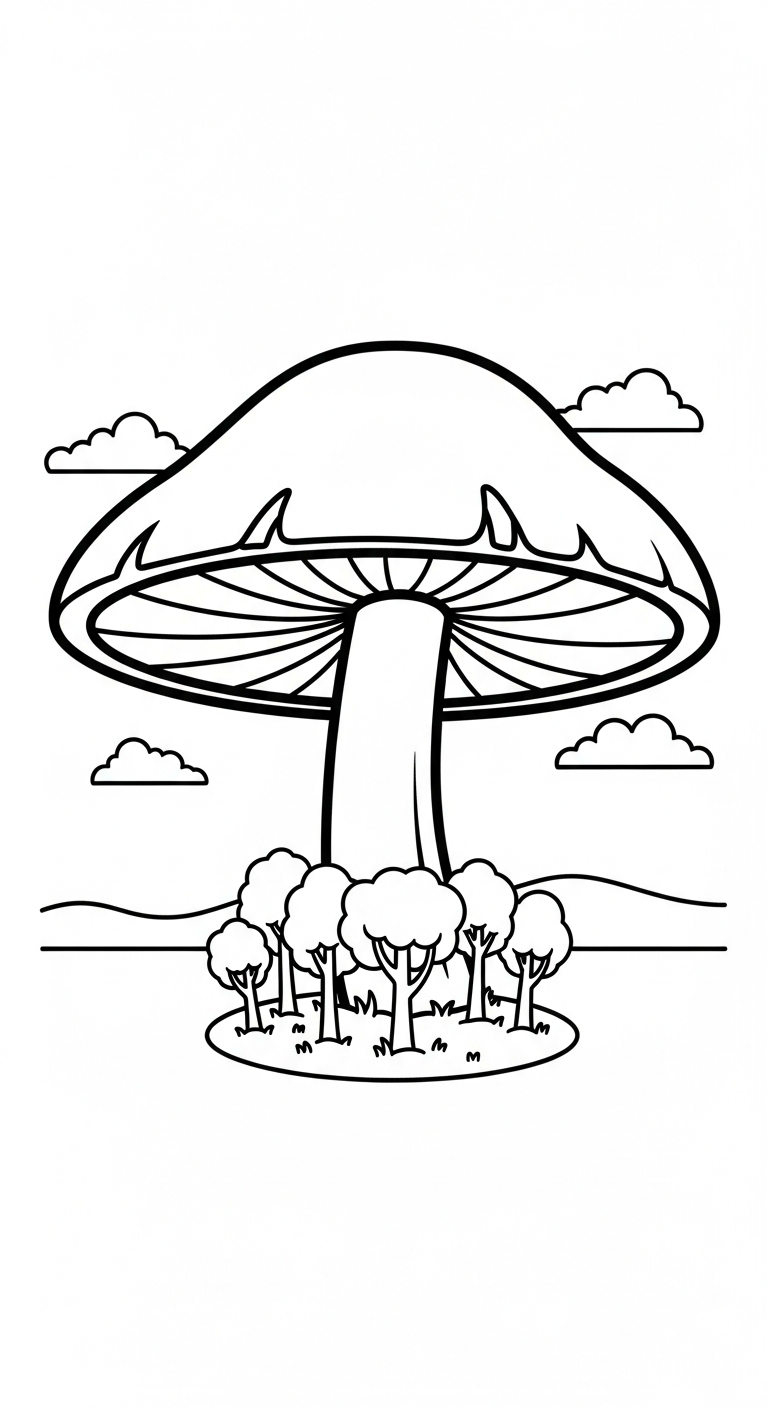 tranh tô màu cây nấm miễn phí
