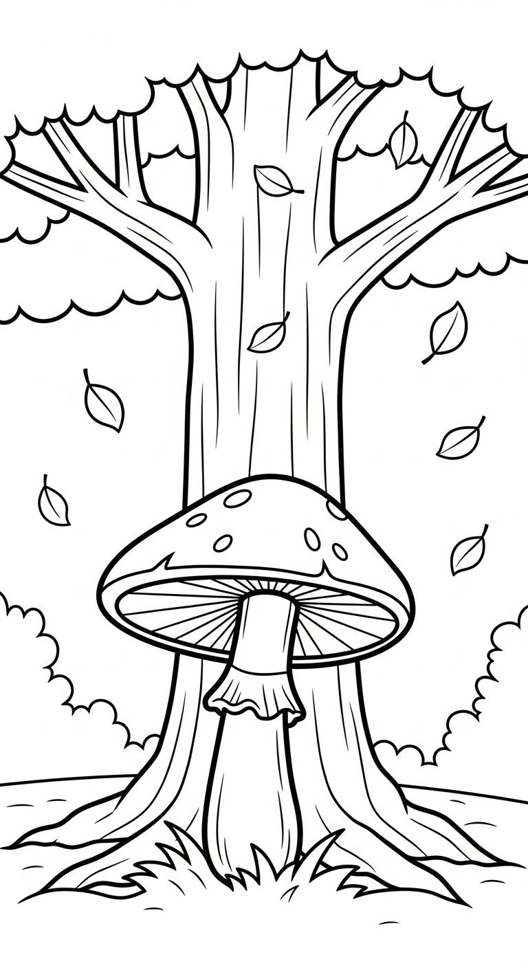 hình tô màu cây nấm miễn phí