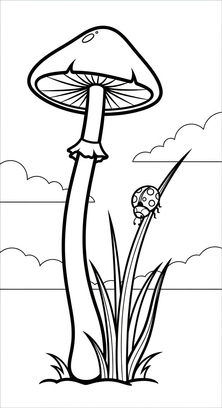 in tranh tô màu cây nấm