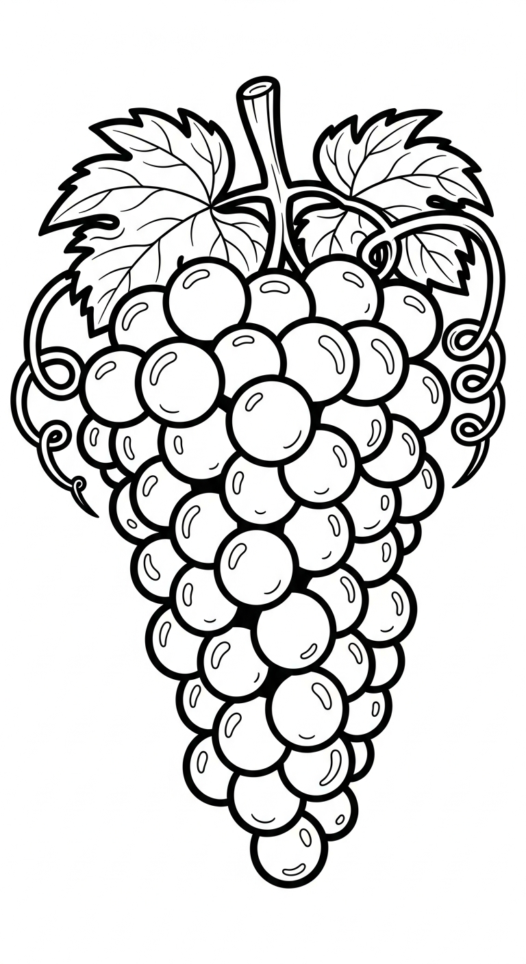 tranh tô màu chùm nho cho trẻ em