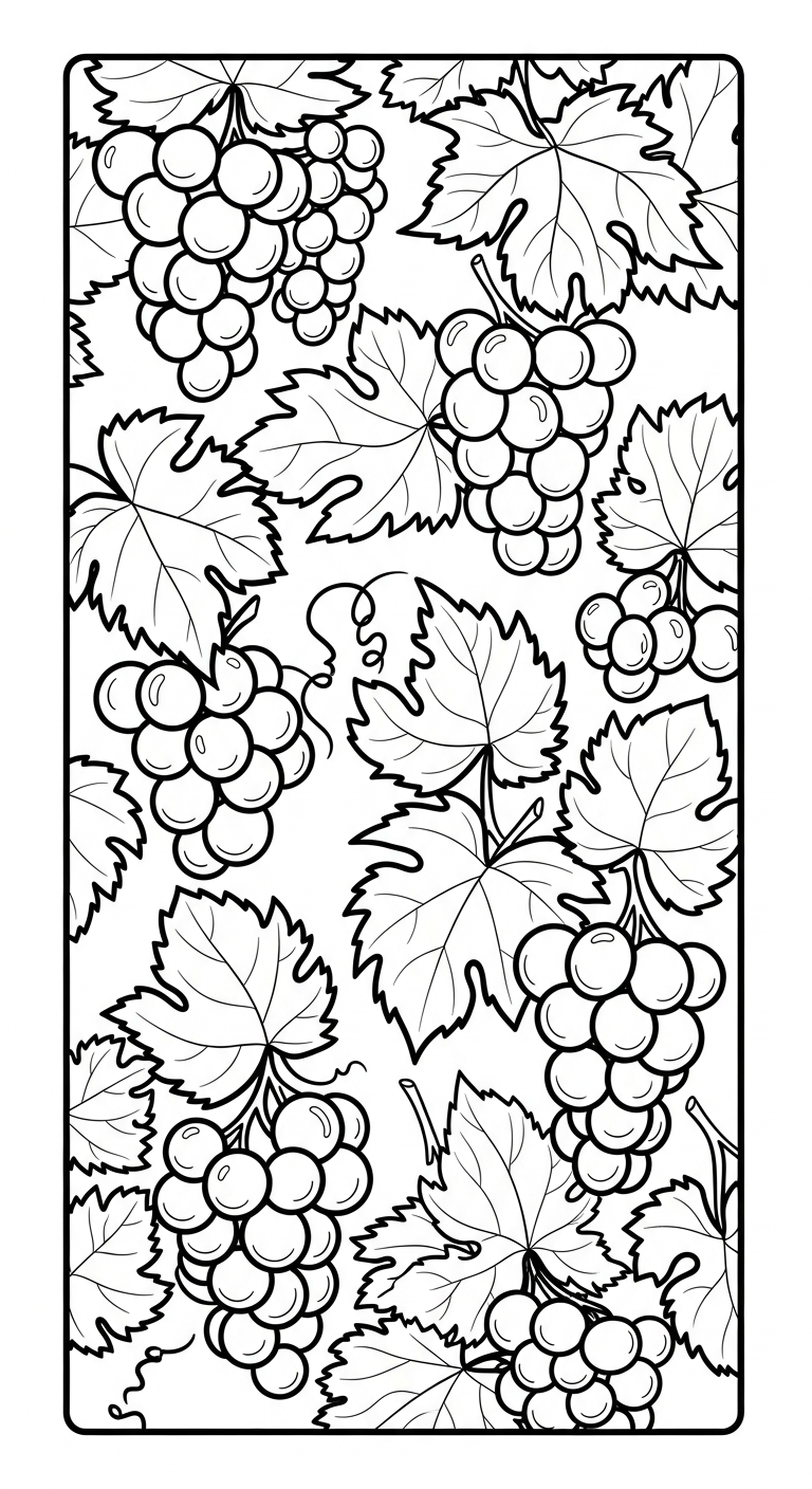 hình tô màu chùm nho cho bé tải miễn phí 1