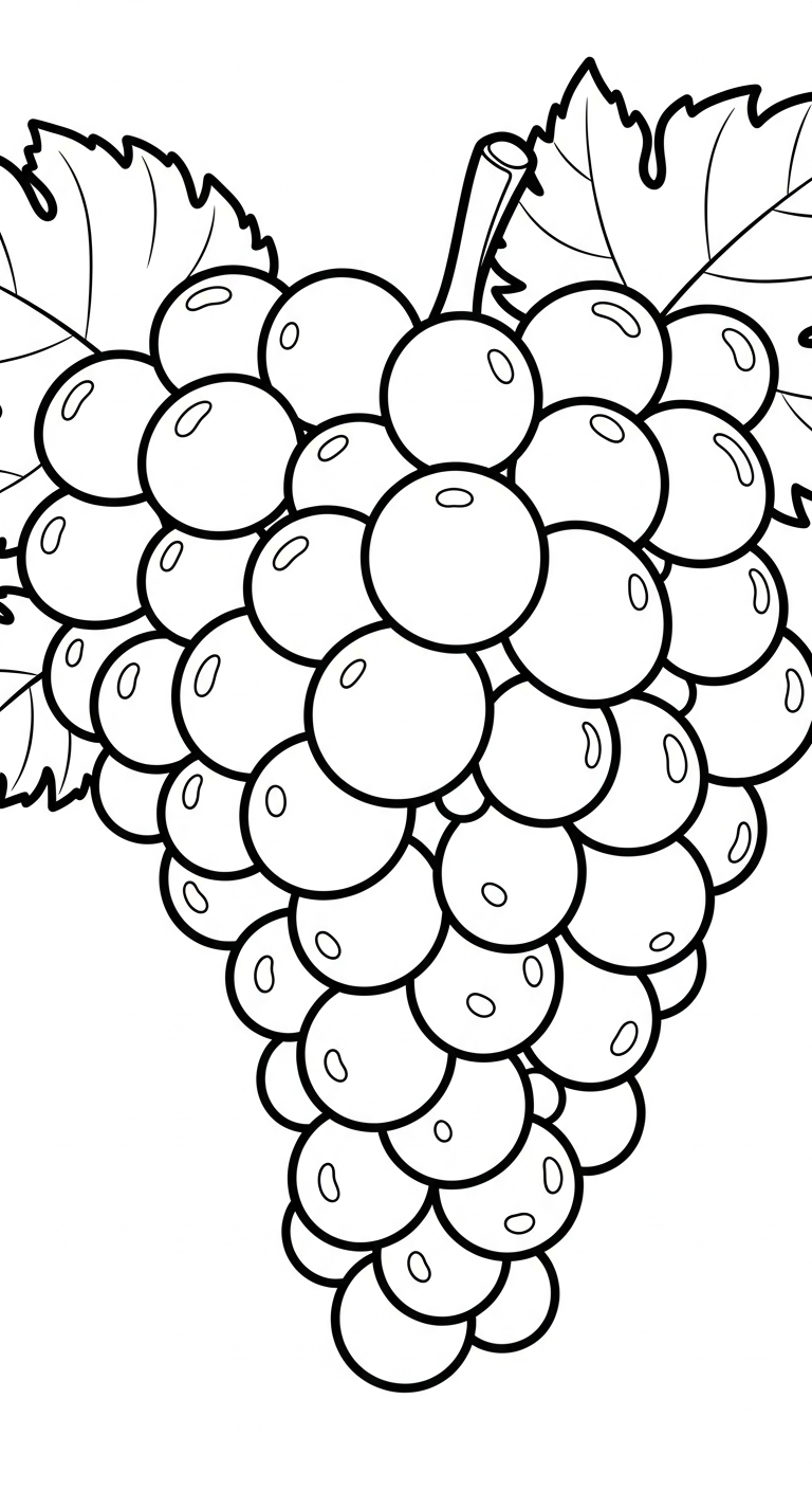 file hình tô màu chùm nho cho bé 4-5 tuổi