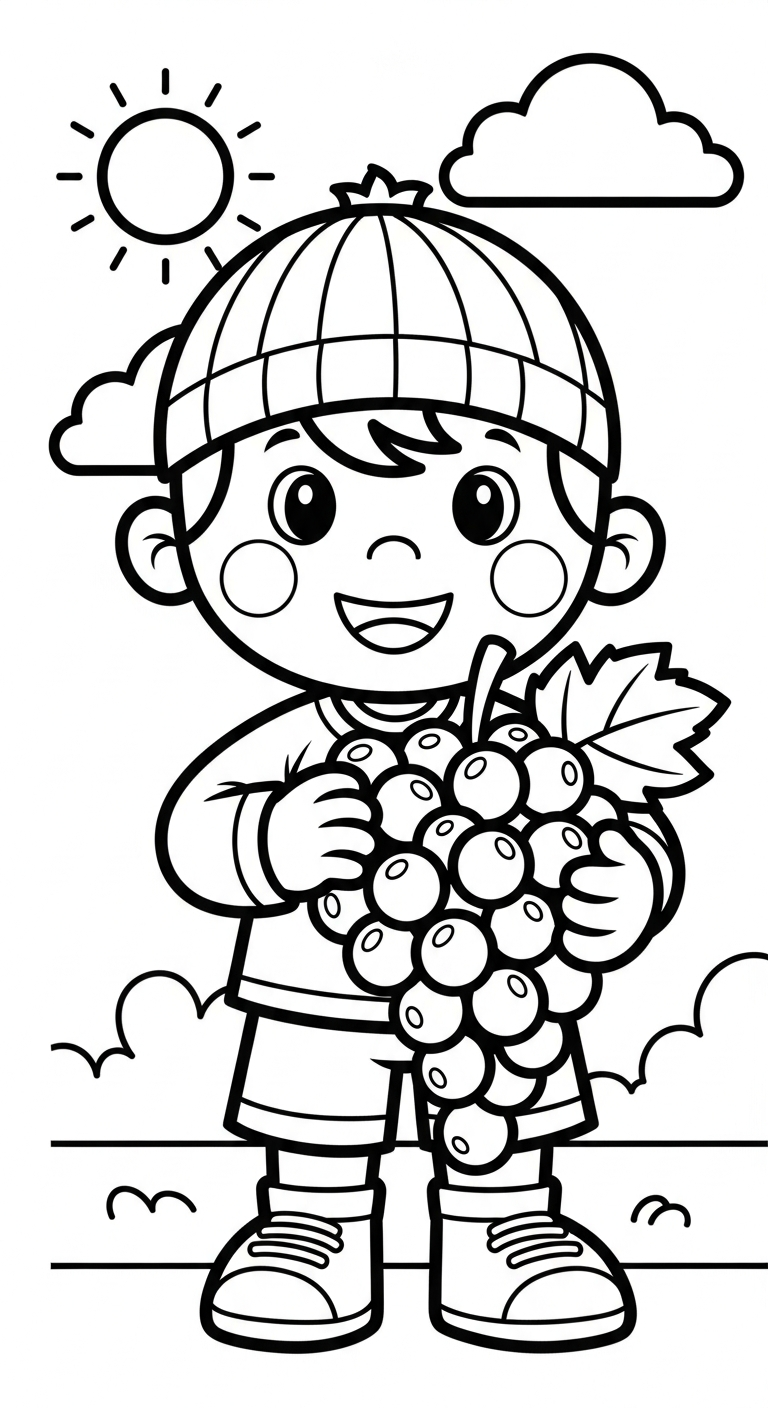 hình tô màu chùm nho cho bé tải miễn phí