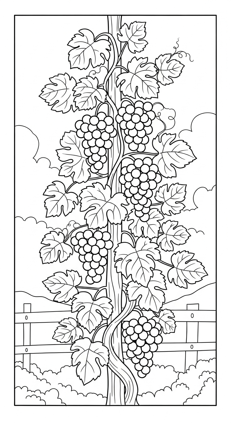 in hình tô màu chùm nho cho bé 6 tuổi
