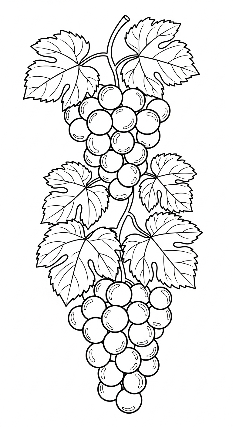 file pdf tranh tô màu chùm nho cho bé
