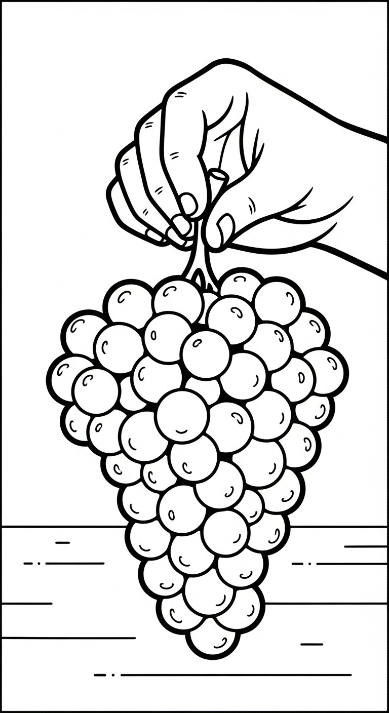file tranh tô màu chùm nho cho bé in