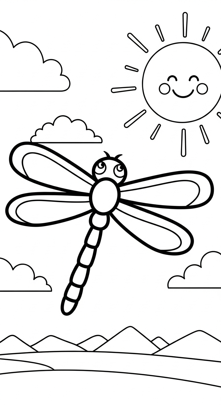 hình tô màu chuồn chuồn miễn phí