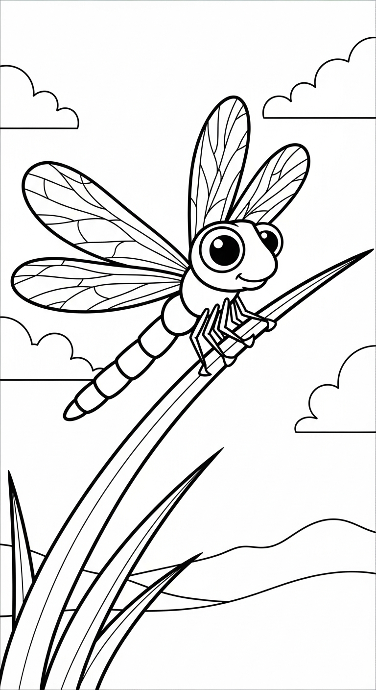 in tranh tô màu chuồn chuồn cho bé 6 tuổi