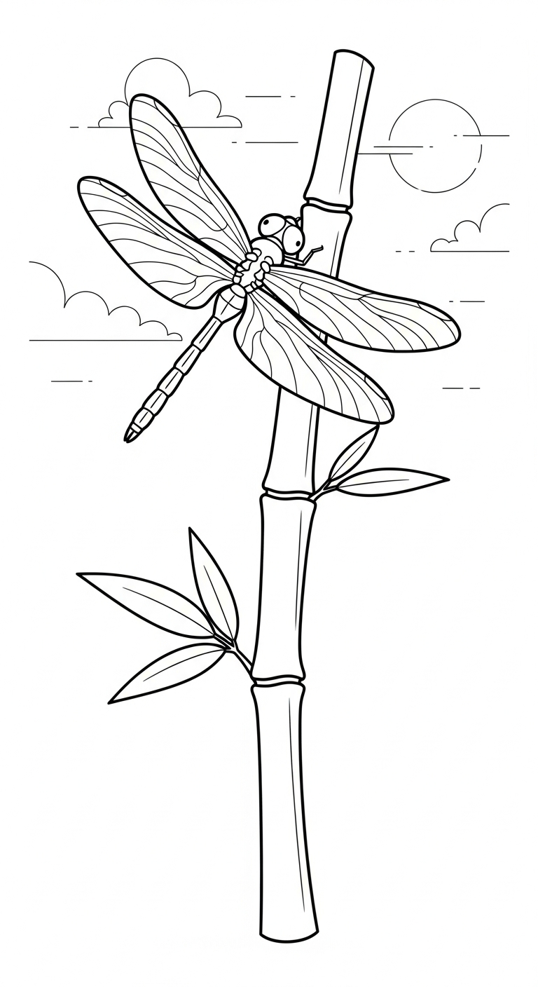 hình tô màu chuồn chuồn cho bé 8 tuổi