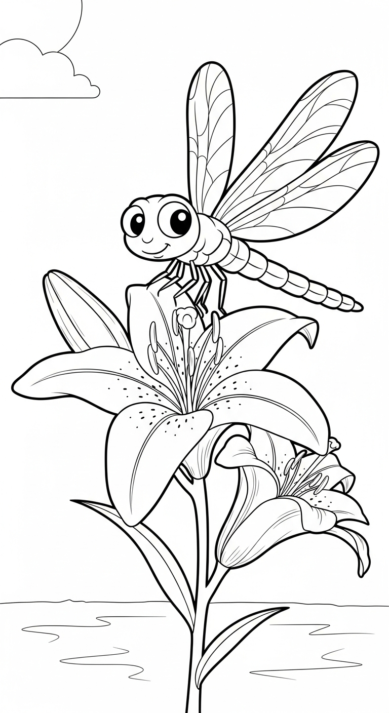 tranh tô màu chuồn chuồn cho bé 3 tuổi