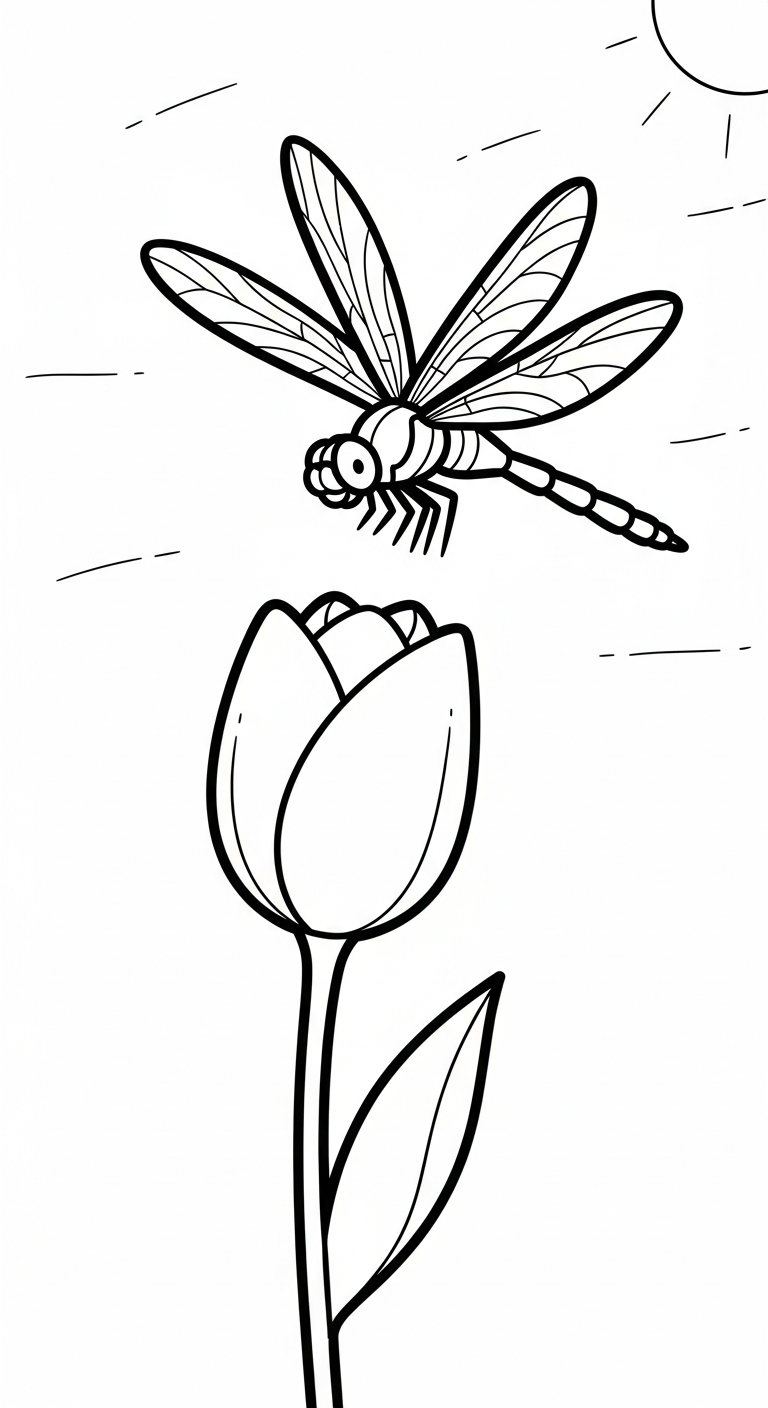 tranh tô màu chuồn chuồn cho bé 7 tuổi miễn phí