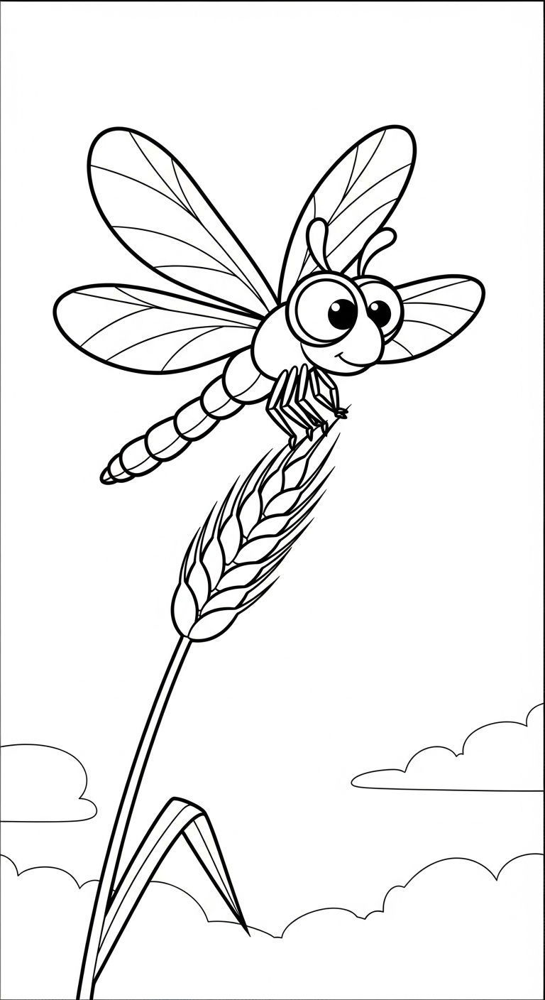 in hình tô màu chuồn chuồn