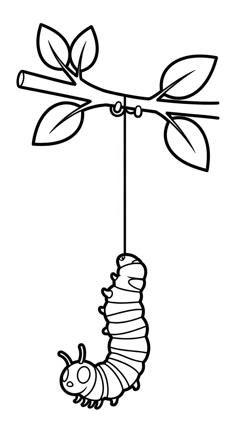 file pdf hình tô màu con sâu cho bé