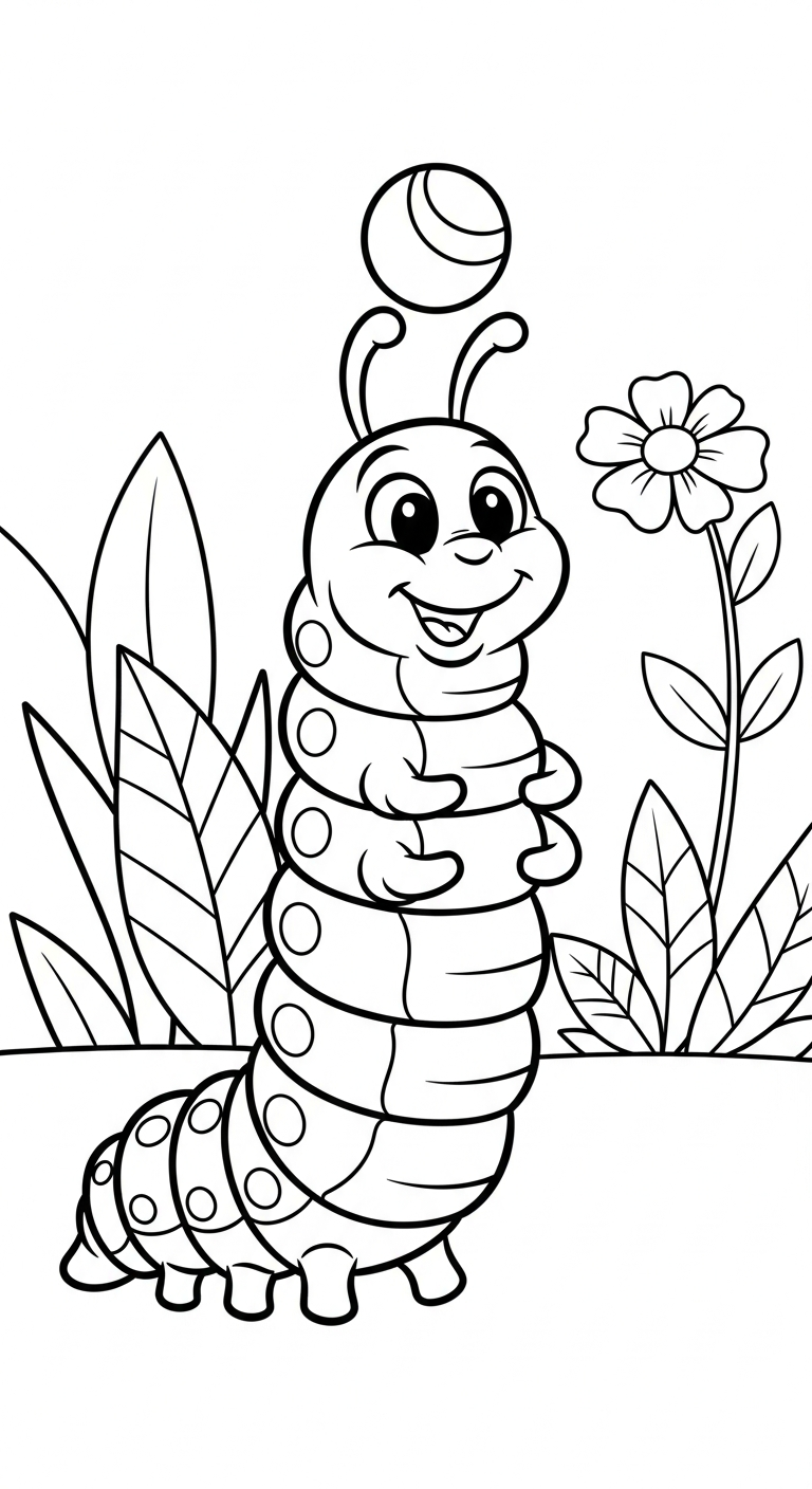 download hình tô màu con sâu cho bé
