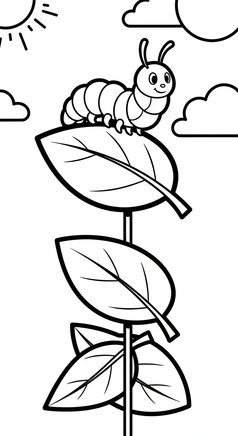 tranh tô màu con sâu cho bé 7-8 tuổi