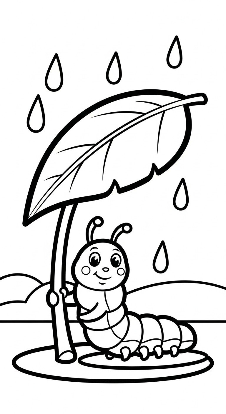 in hình tô màu con sâu khổ A4