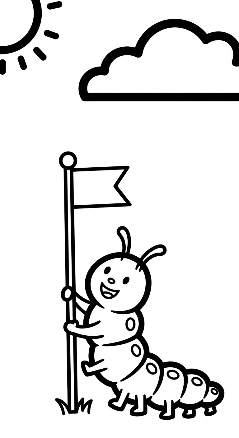 file hình tô màu con sâu cho bé 4-5 tuổi 1