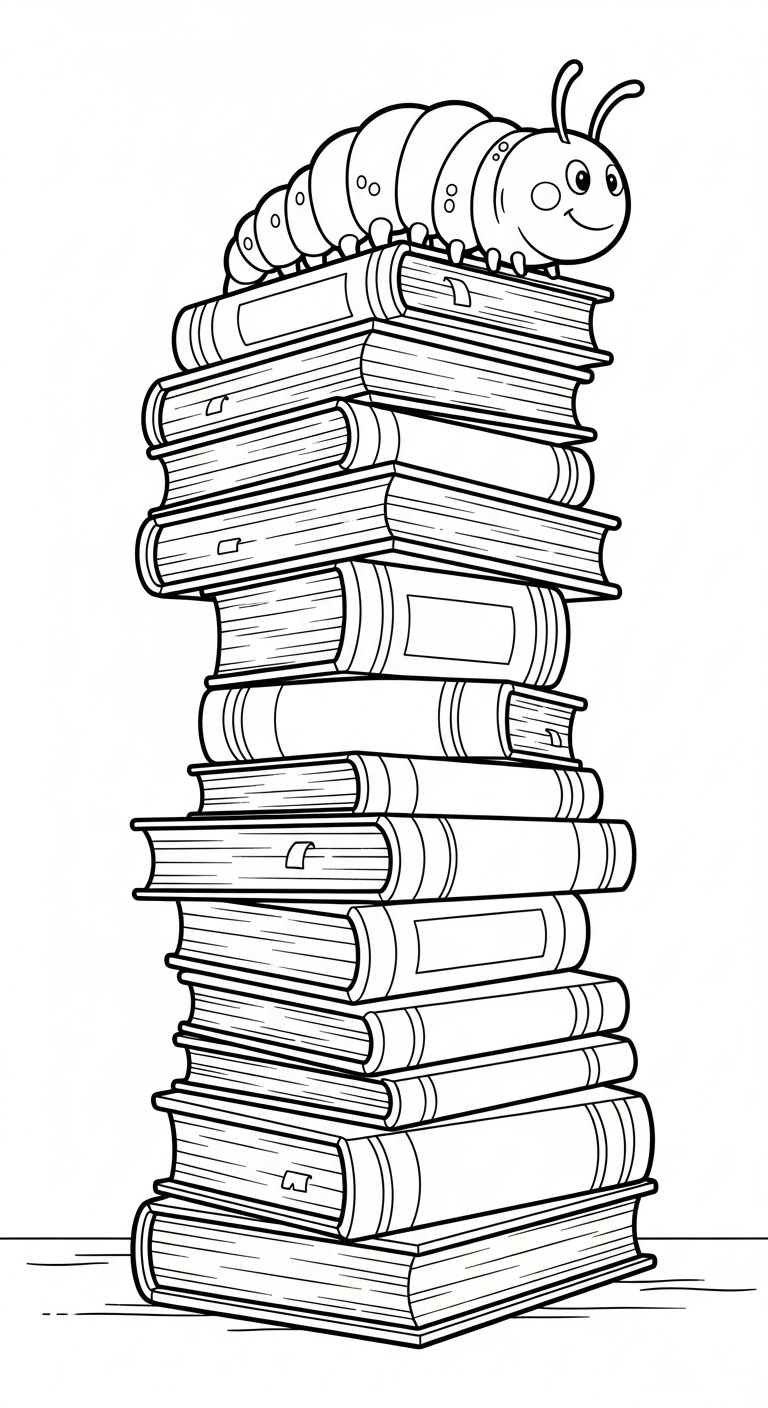 hình tô màu con sâu cho bé 5 tuổi miễn phí