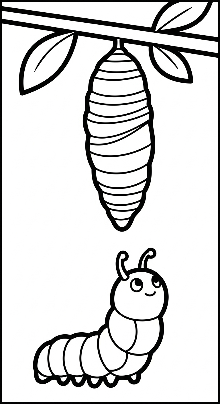 file hình tô màu con sâu cho bé 4-5 tuổi