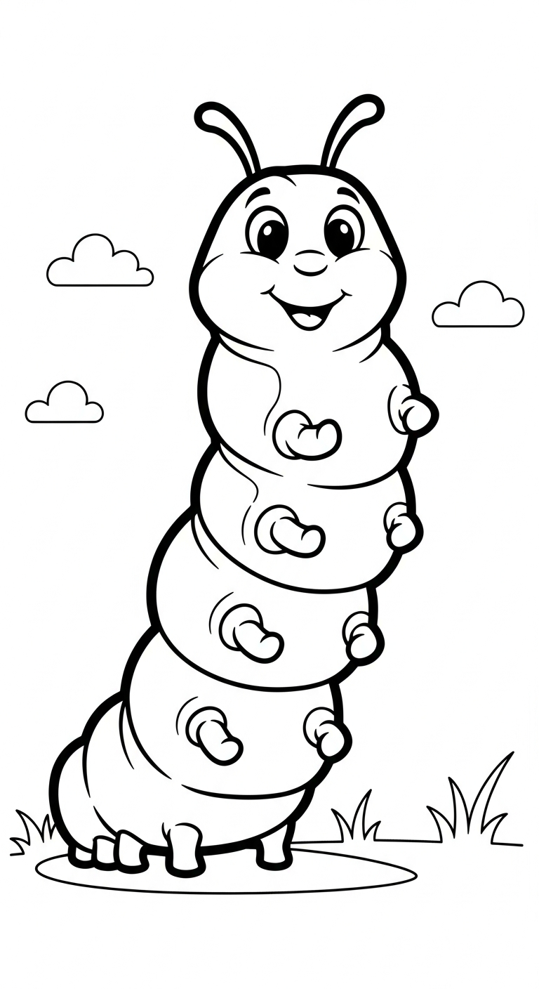 hình tô màu con sâu cho bé 5 tuổi