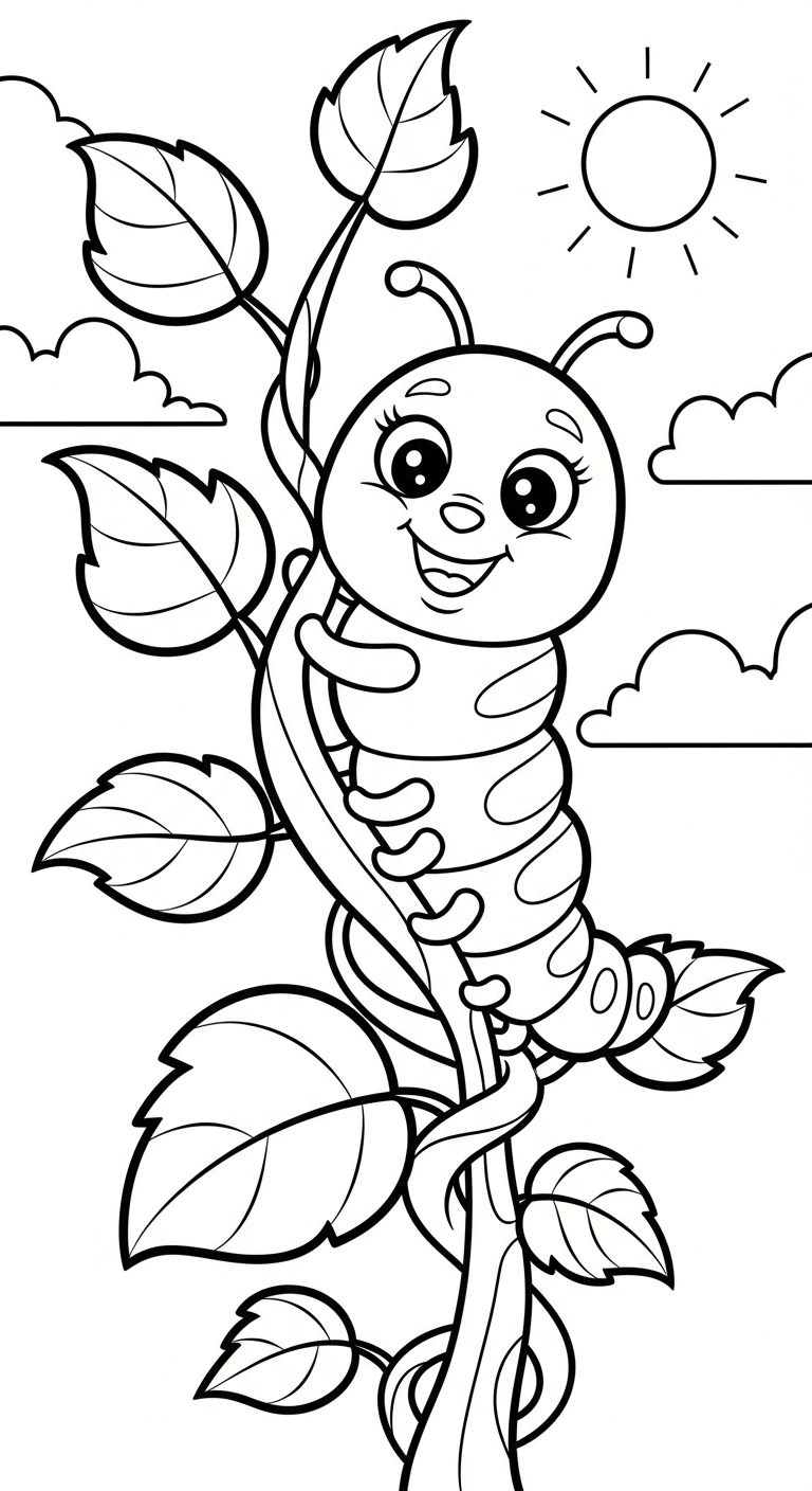 tranh tô màu con sâu cho bé đơn giản