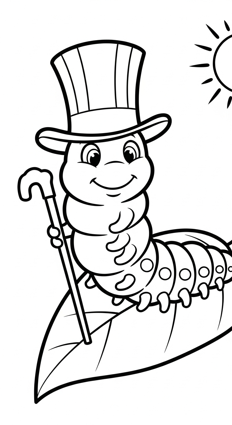 hình tô màu con sâu cho bé tải miễn phí 1