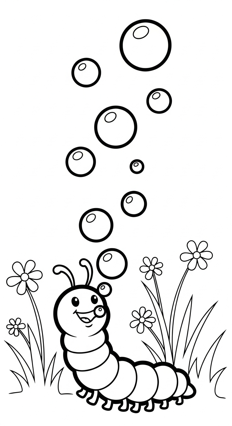 in hình tô màu con sâu cho bé 6 tuổi