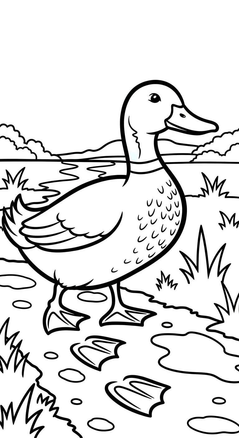 hình tô màu con vịt in ngay