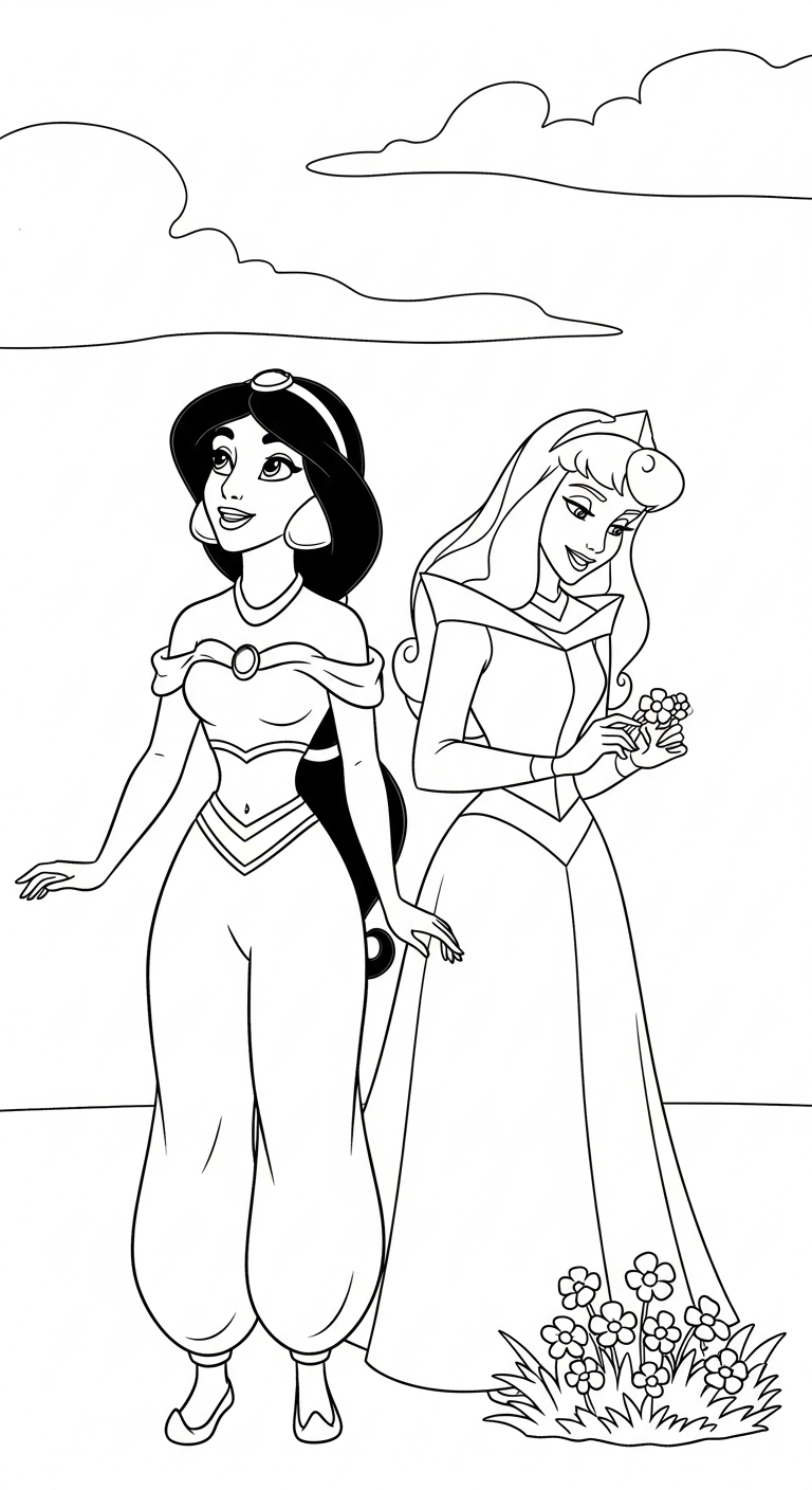 in hình tô màu công chúa disney cho bé 6 tuổi