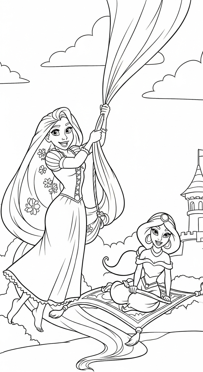 tranh tô màu công chúa disney cho bé 6 tuổi miễn phí