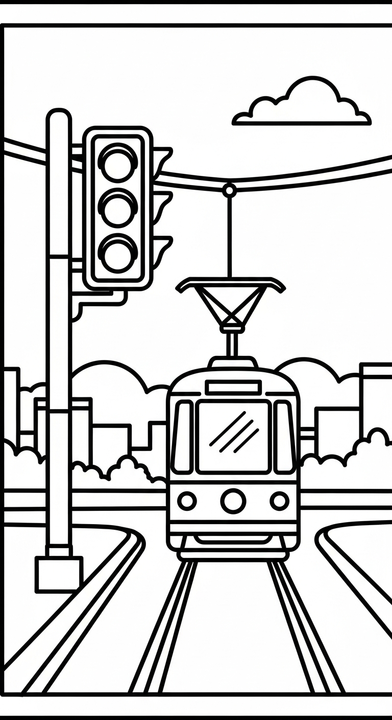 in tranh tô màu đèn giao thông