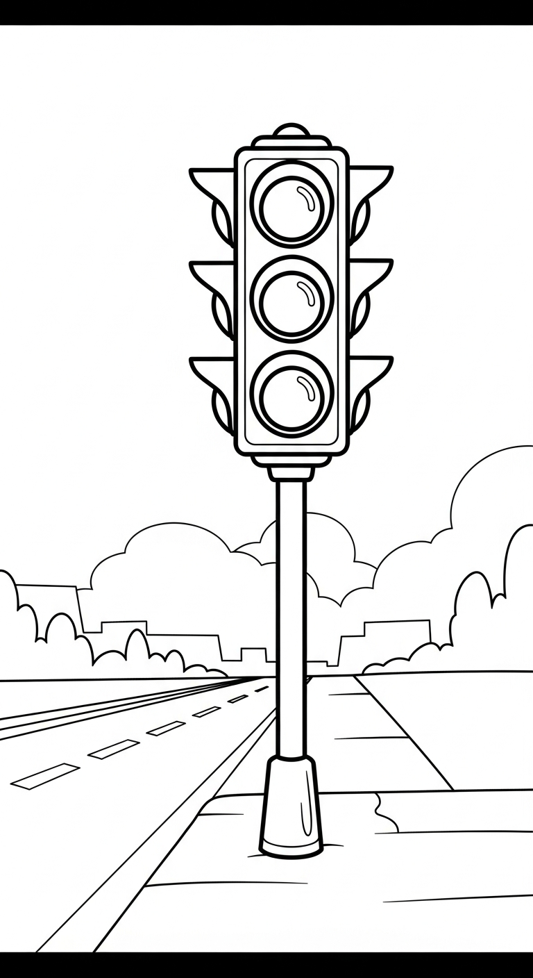 tranh tô màu đèn giao thông tập tô
