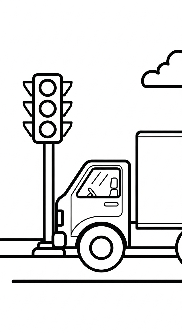 file hình tô màu đèn giao thông cho bé in