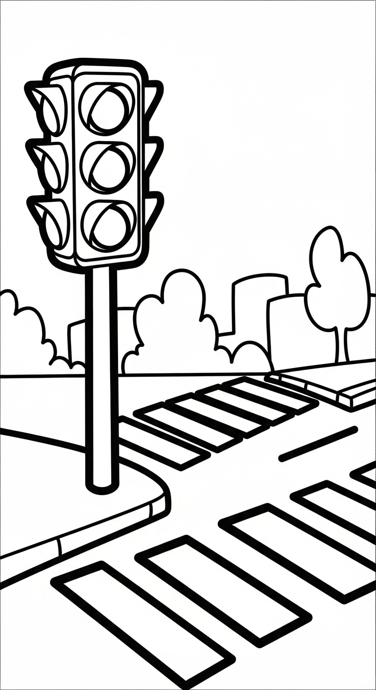 tranh tô màu đèn giao thông cho bé 6 tuổi miễn phí 1