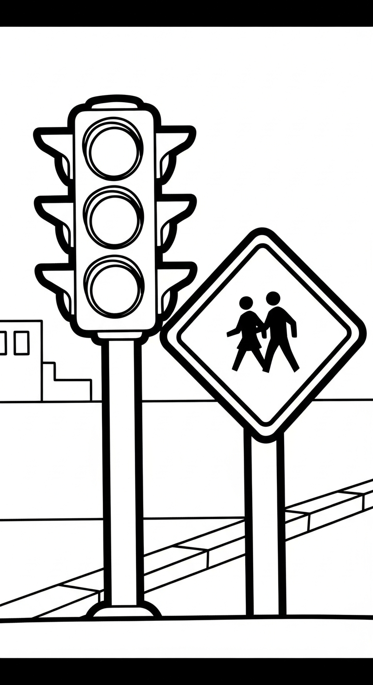 hình tô màu đèn giao thông cho bé 5 tuổi 1