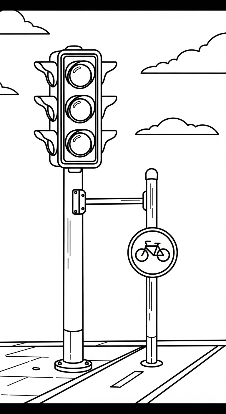 in hình tô màu đèn giao thông miễn phí 1