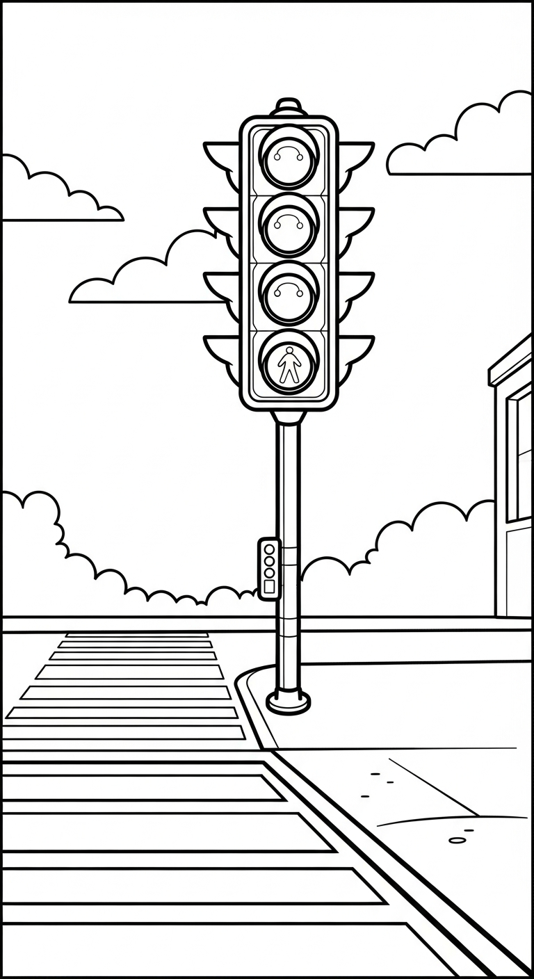 tranh tô màu đèn giao thông cho bé 6 tuổi miễn phí 2