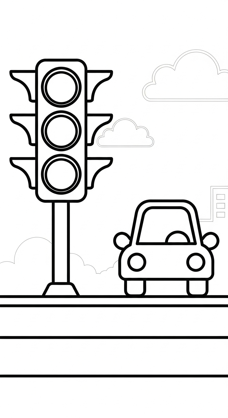 tải tranh tô màu đèn giao thông miễn phí
