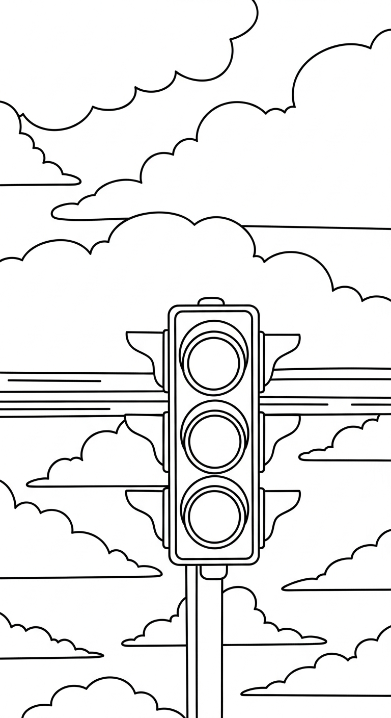 mẫu in tranh tô màu đèn giao thông cho bé