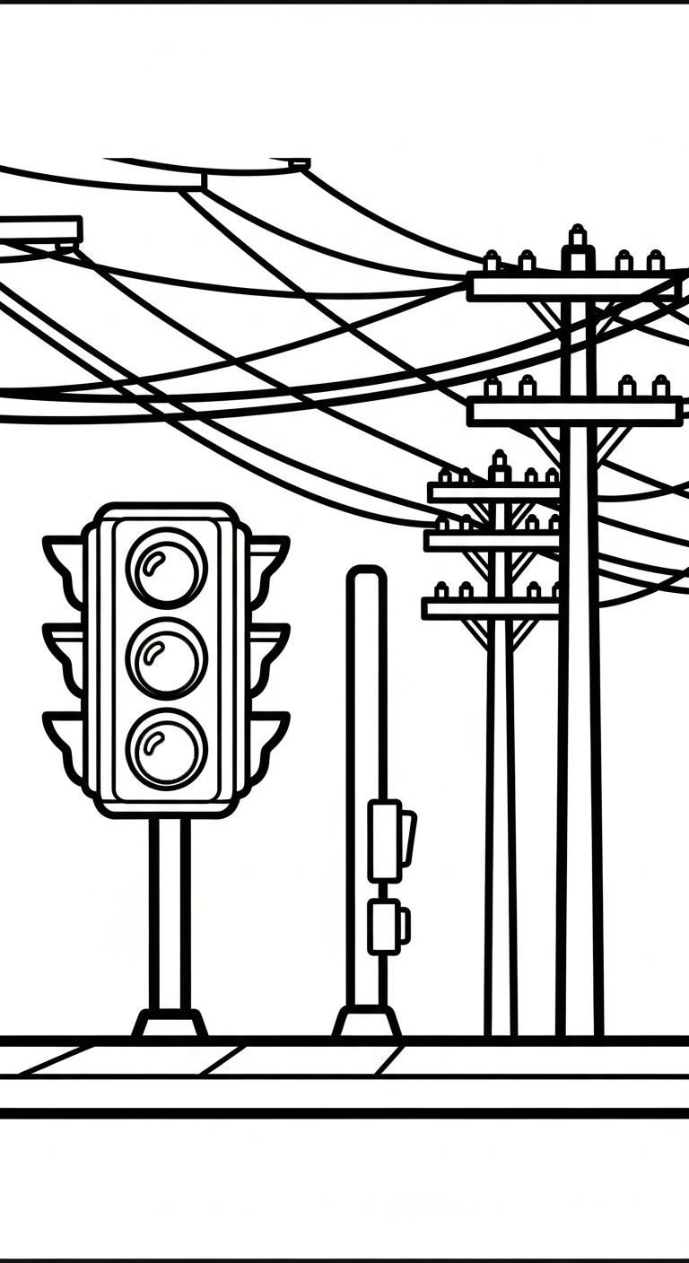 tranh tô màu đèn giao thông cho bé 4 tuổi