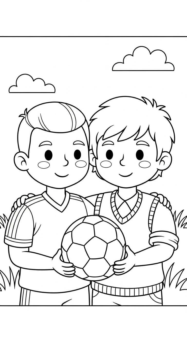 hình tô màu đôi bạn thân cho bé đơn giản