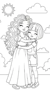 hình tô màu đôi bạn thân cho bé 6 tuổi