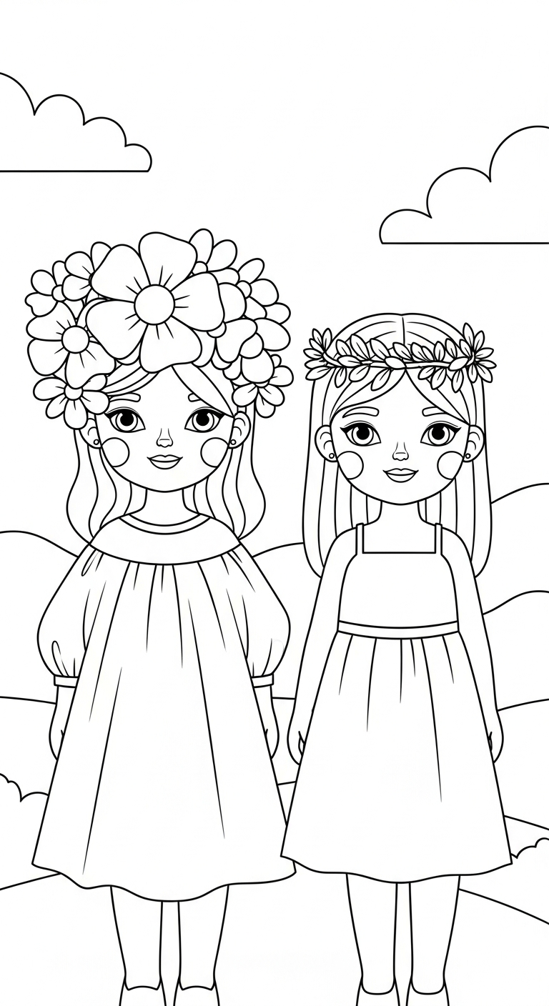 tải tranh tô màu đôi bạn thân cho bé 8 tuổi