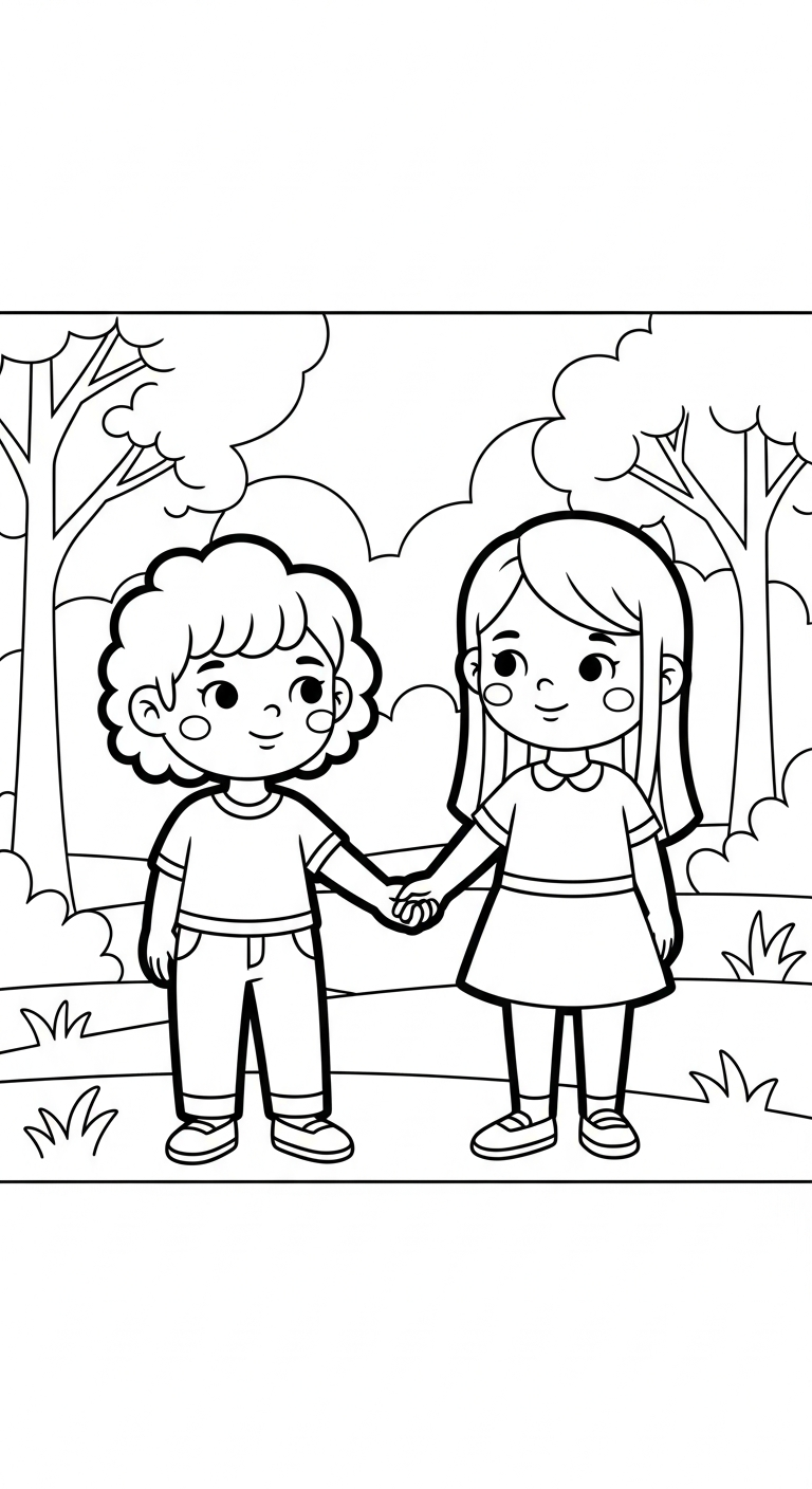 tranh tô màu đôi bạn thân cho bé 5 tuổi miễn phí