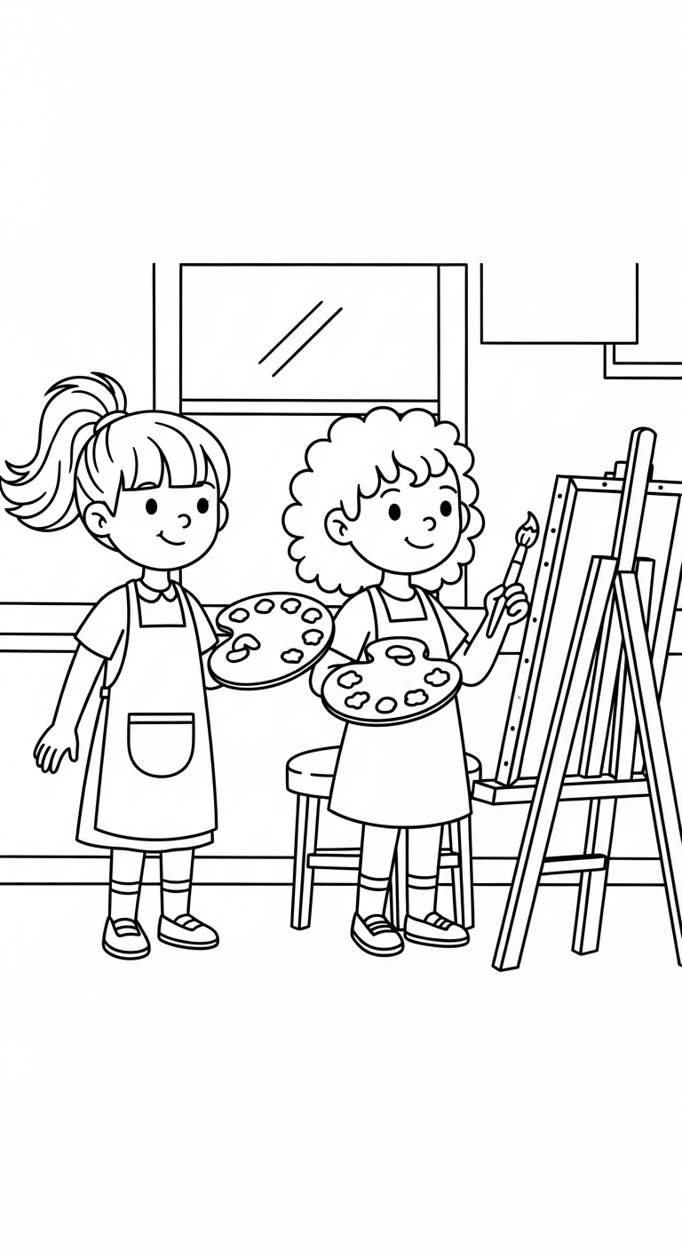 in hình tô màu đôi bạn thân cho bé 3 tuổi