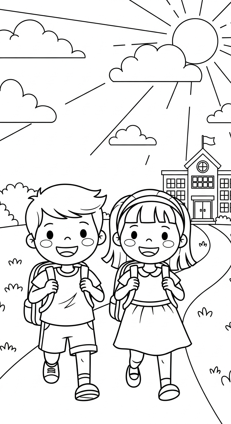 in hình tô màu đôi bạn thân cho bé 6 tuổi