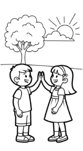hình tô màu đôi bạn thân in ngay